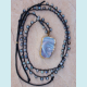 Crocheted Necklace of Labradorite Gemstone Beads and Gold Druzy Pendant