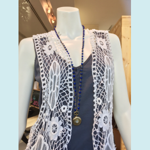 Felicia necklace with Lapis Lazuli gemstone beads and clock pendant