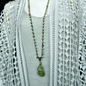 Hand Crocheted Necklace - Amazonite and Turquoise