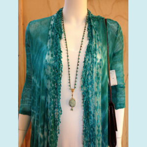 Felicia necklace with Moss Opal gemstone beads